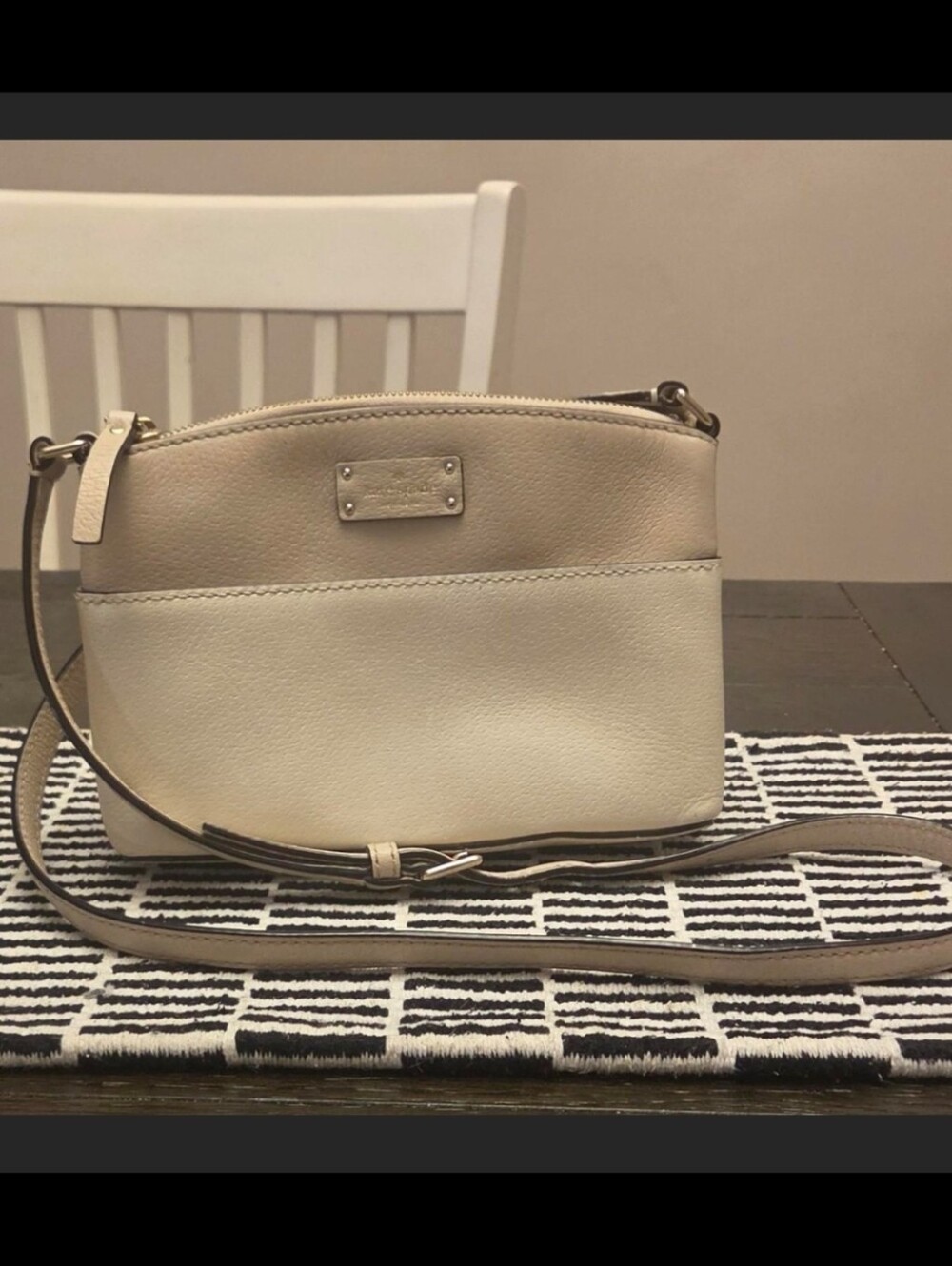 Kate Spade cream and white leather crossbody bag